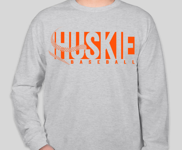 Huskie Baseball- Crewneck Sweatshirt (Orange Print)