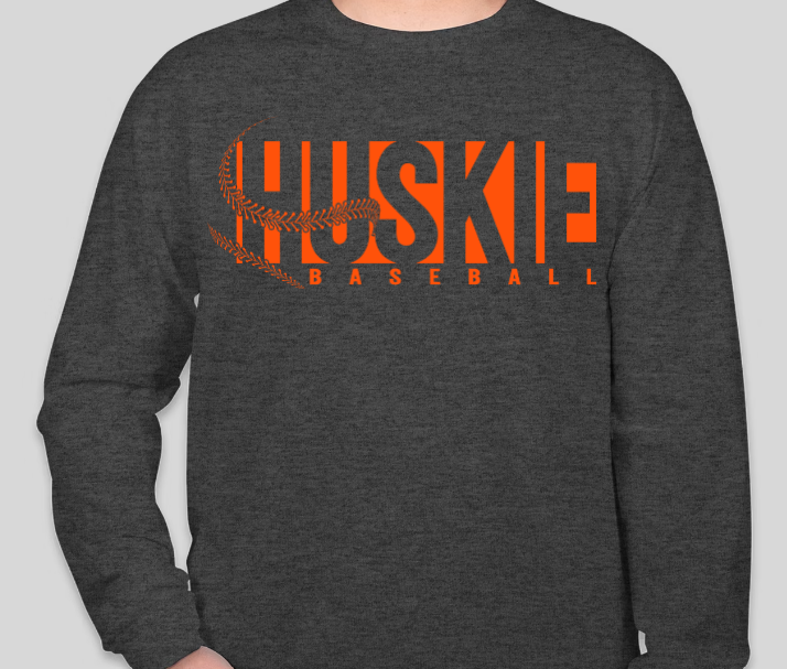 Huskie Baseball- Crewneck Sweatshirt (Orange Print)