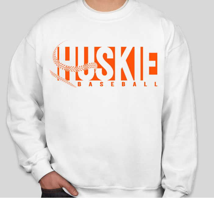 Huskie Baseball- Crewneck Sweatshirt (Orange Print)