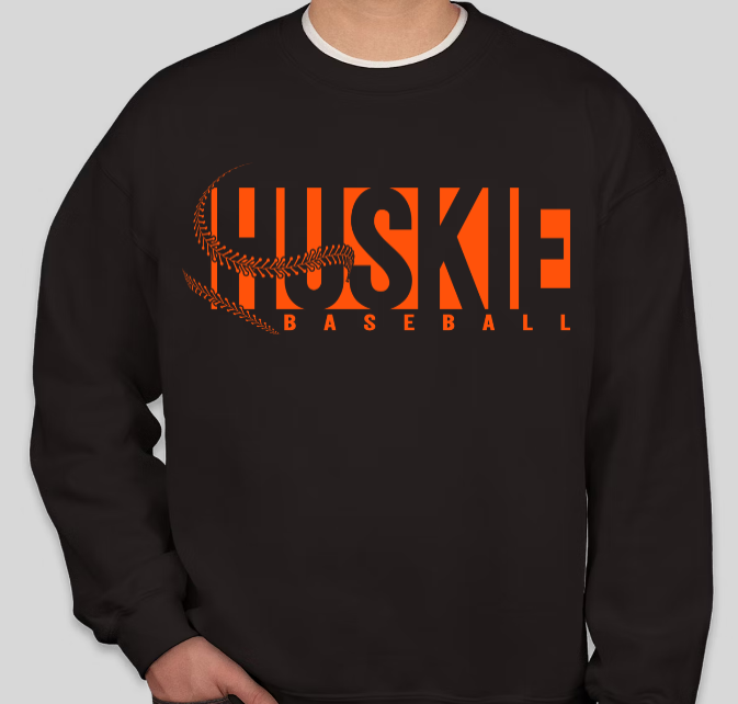 Huskie Baseball- Crewneck Sweatshirt (Orange Print)