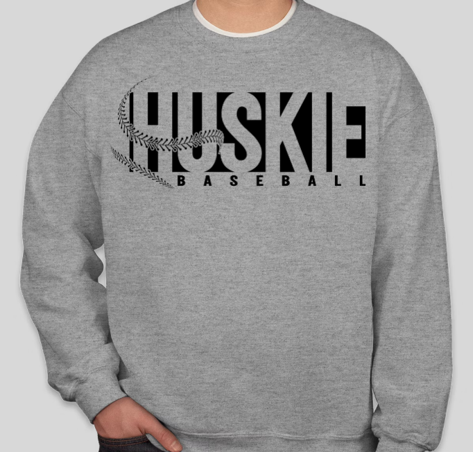 Huskie Baseball- Crewneck Sweatshirt (Black Print)