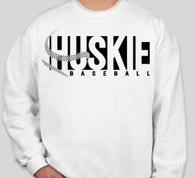 Huskie Baseball- Crewneck Sweatshirt (Black Print)