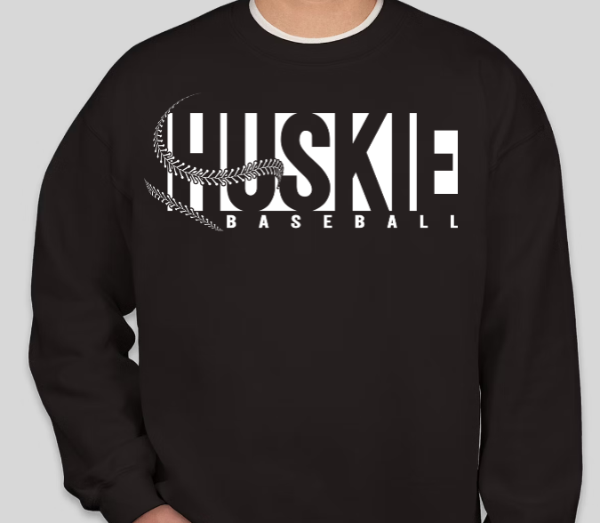 Huskie Baseball- Crewneck Sweatshirt (White Print)