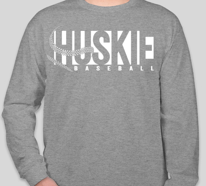 Huskie Baseball- Long Sleeve Tee (White Print)