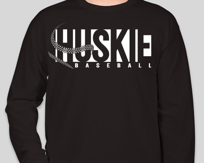 Huskie Baseball- Long Sleeve Tee (White Print)