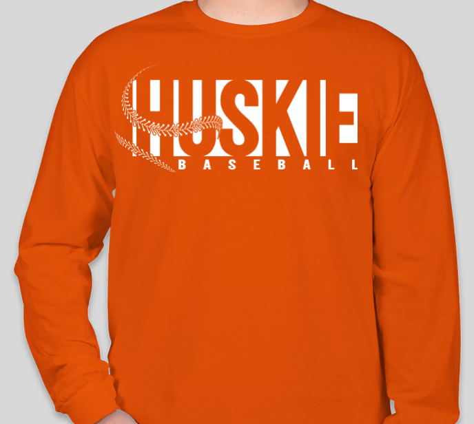 Huskie Baseball- Long Sleeve Tee (White Print)