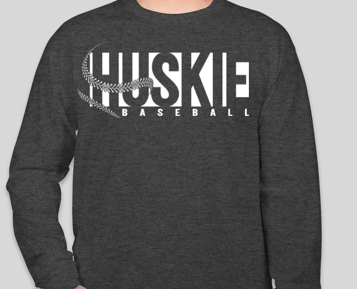 Huskie Baseball- Long Sleeve Tee (White Print)