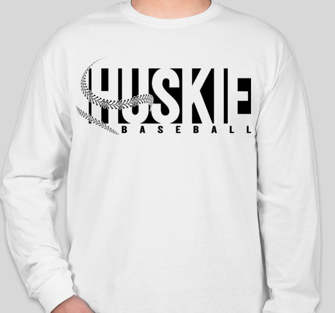 Huskie Baseball- Long Sleeve Tee (Black Print)