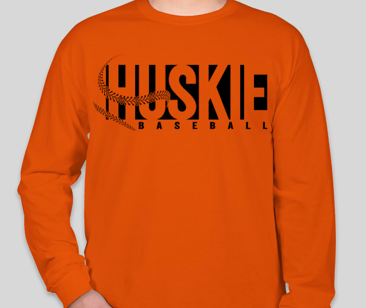 Huskie Baseball- Long Sleeve Tee (Black Print)