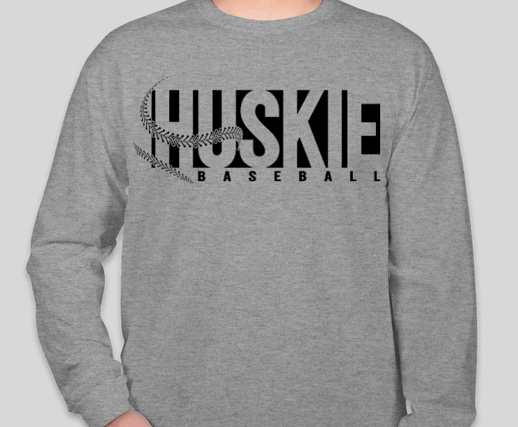 Huskie Baseball- Long Sleeve Tee (Black Print)