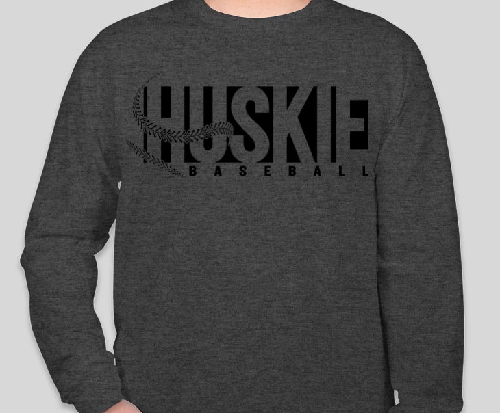 Huskie Baseball- Long Sleeve Tee (Black Print)