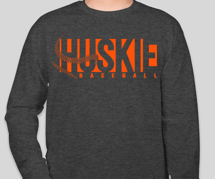 Huskie Baseball- Long Sleeve Tee (Orange Print)