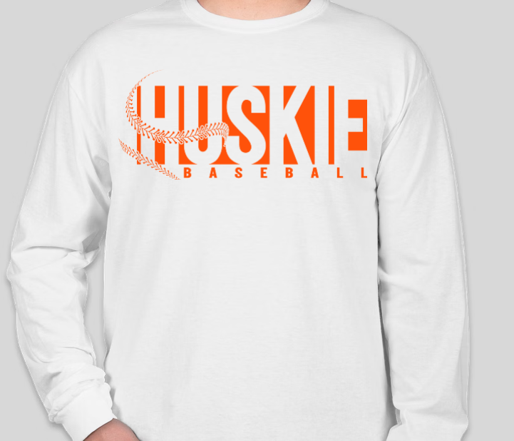 Huskie Baseball- Long Sleeve Tee (Orange Print)